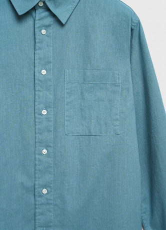 Рубашка изо льна и хлопка с карманом