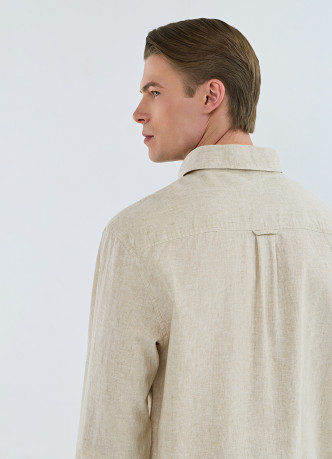 Рубашка изо льна и хлопка с карманом