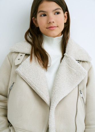 Дублёнка из искусственной замши с мехом для девочек