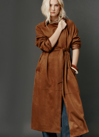 Тренч из искусственной замши