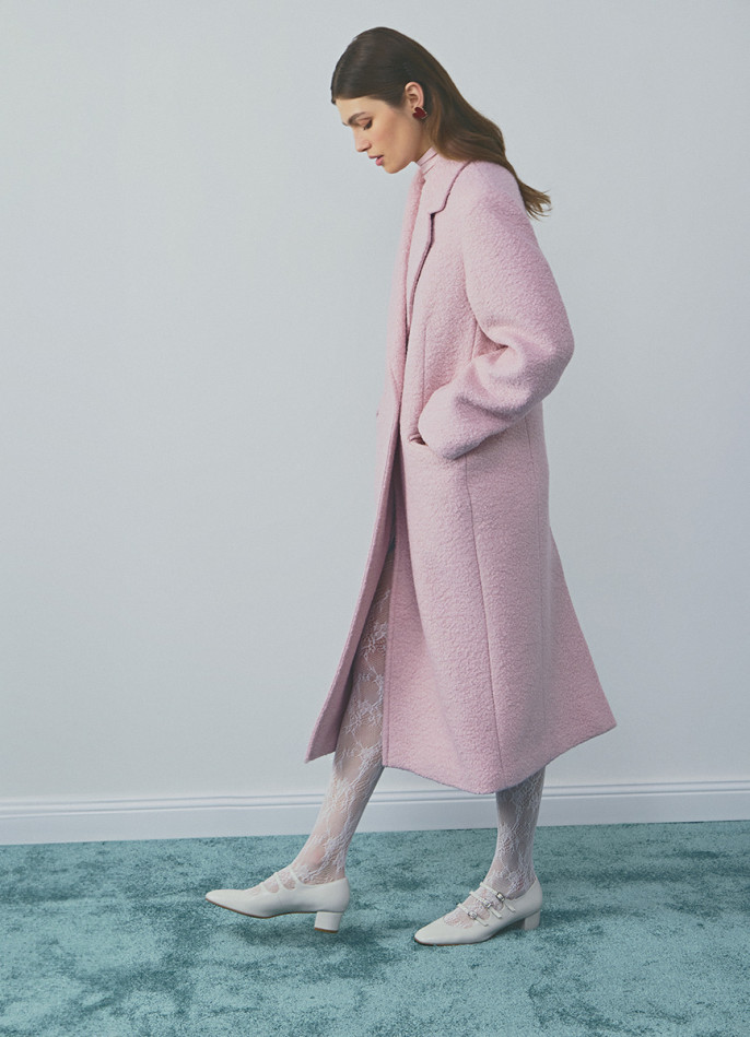 Длинное двубортное пальто из шерсти