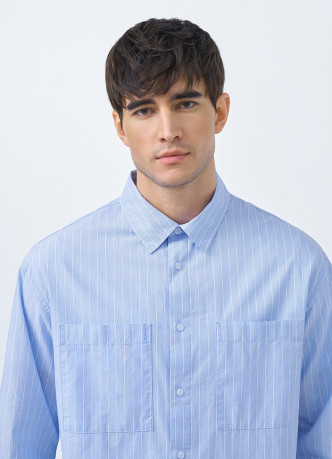 Рубашка в полоску с карманами