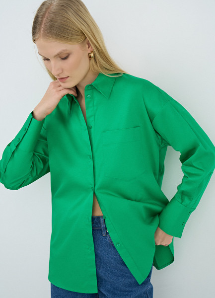 Хлопковая рубашка, Зеленый O`Stin LS4661O02-45