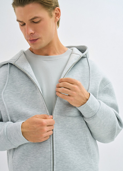 

Толстовка на молнии с капюшоном, Серый