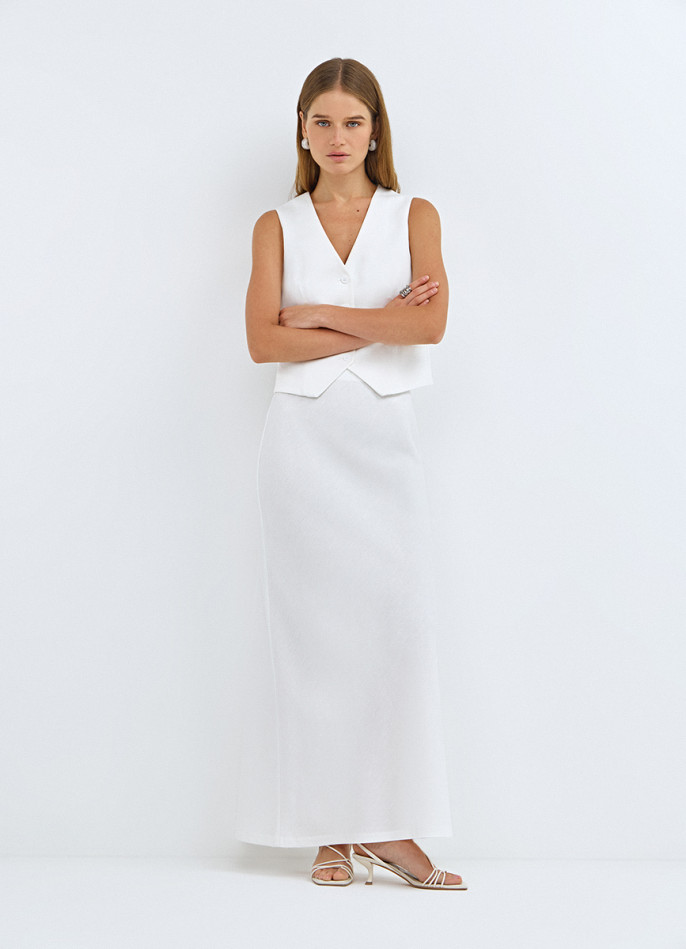 Юбка макси А-силуэта с эластичным поясом
