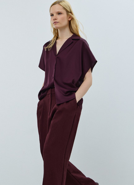 Сатиновая блузка с коротким рукавом Фиолетовый 1599₽