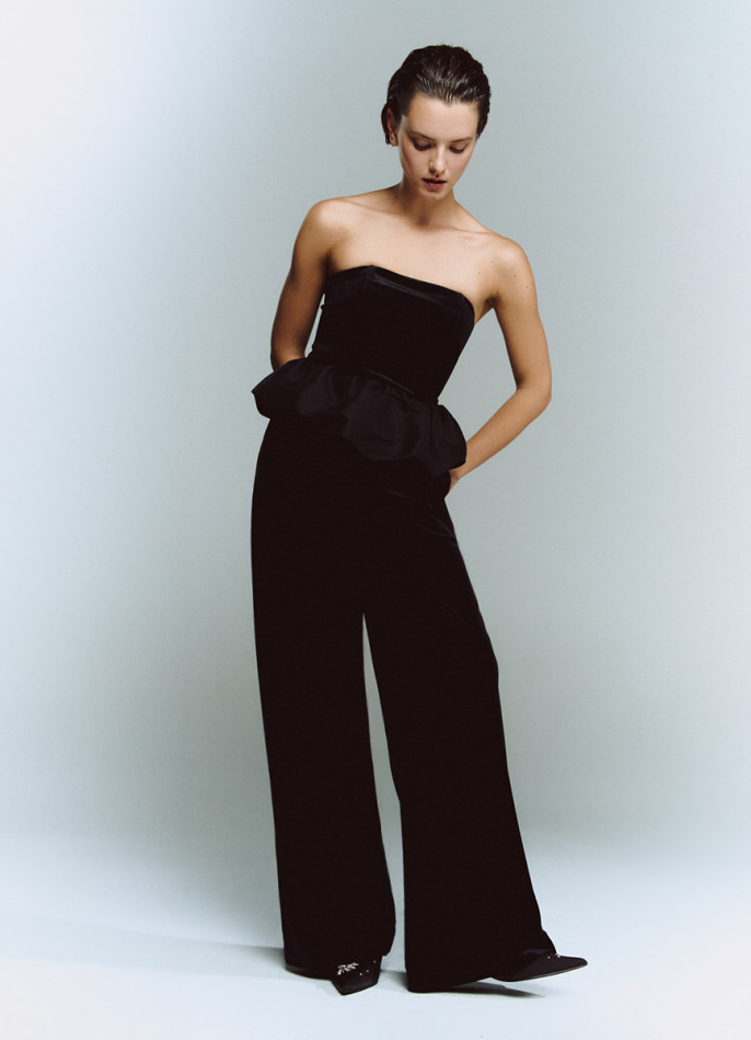 Прямые бархатные брюки