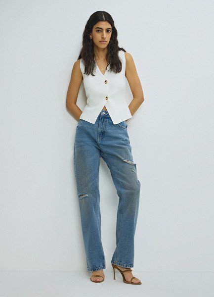 

Джинсы Boyfriend с низкой посадкой, Синий