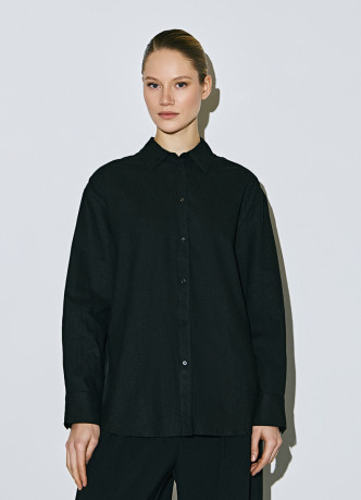 Рубашка с длинным рукавом из смесового льна