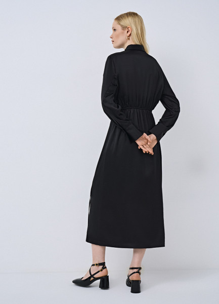 Платье-рубашка из сатина, Черный O`Stin LR4663O02-99 - фото 3