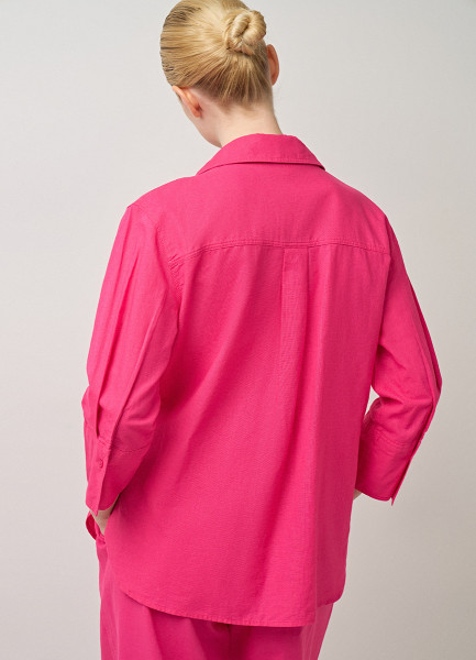 Рубашка из хлопка и льна, Красный O`Stin LS4693O02-X4, размер 48 - фото 3