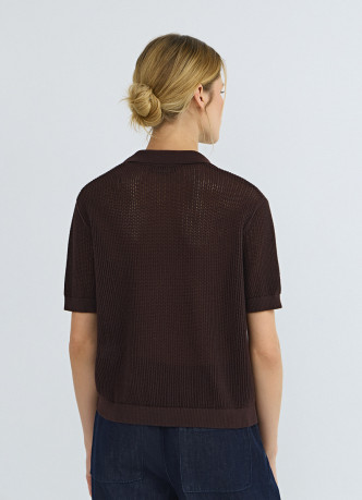 Джемпер поло из ажурной пряжи