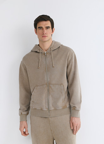 Толстовка на молнии с эффектом стирки