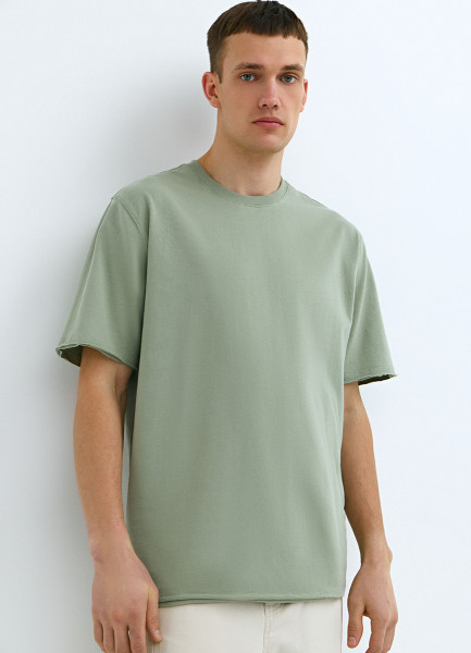 Базовая футболка с необработанным краем, Зеленый