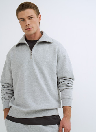 Свитшот с воротником-стойкой на молнии