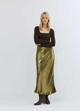 Юбка из ткани с эффектом жидкого золота