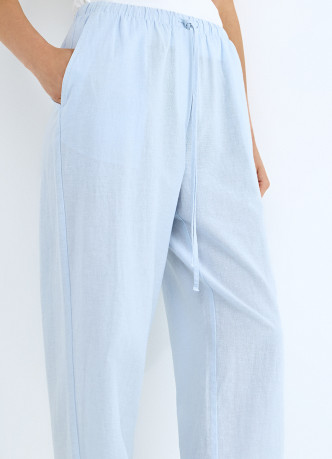 Брюки изо льна с эластичным поясом