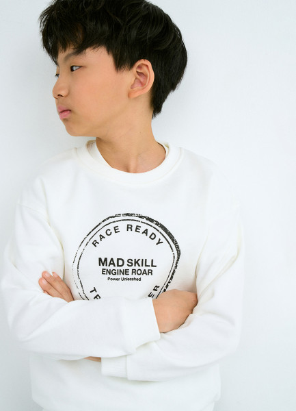 Свитшот с принтом для мальчиков, Бежевый