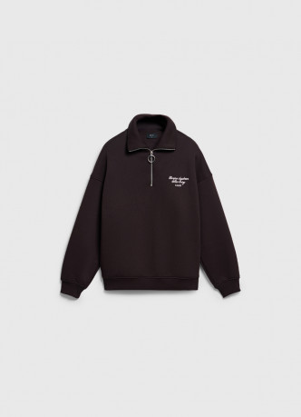 Свитшот с принтом и воротником на молнии