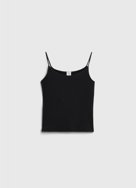 

Майка на тонких бретелях в рубчик для девочек, Черный