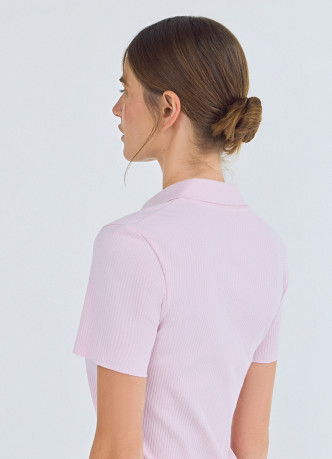 Поло в рубчик с коротким рукавом