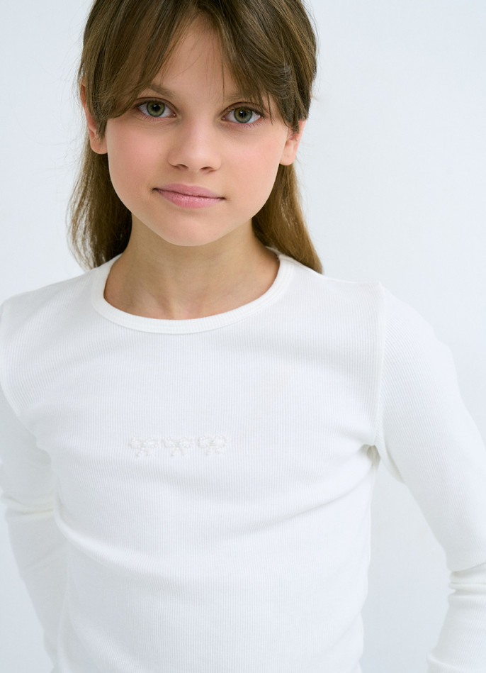 Лонгслив в рубчик для девочек