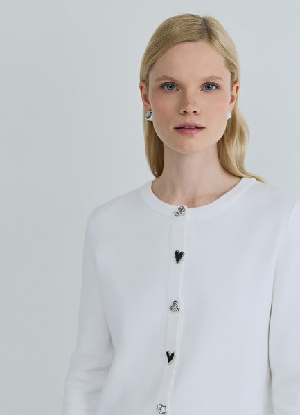 Вязаный кардиган с фигурными пуговицами Белый 3599₽