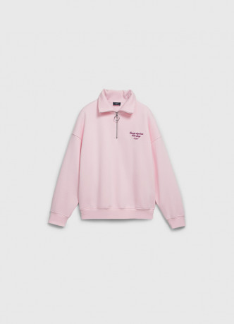 Свитшот с принтом и воротником на молнии