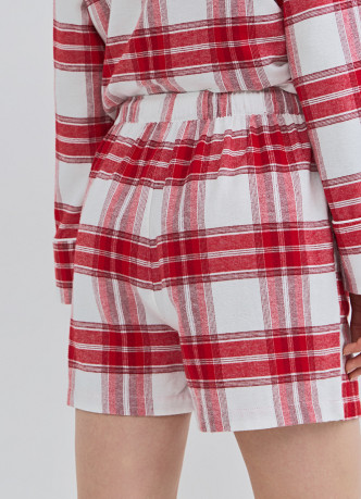 Пижамные шорты в клетку из фланели