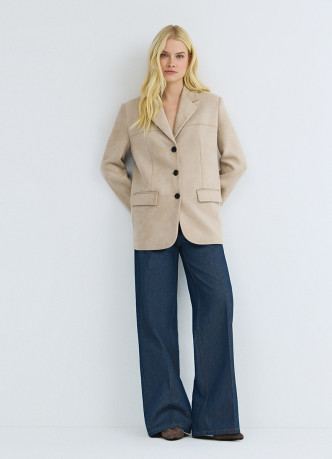 Однобортный жакет из искусственной замши