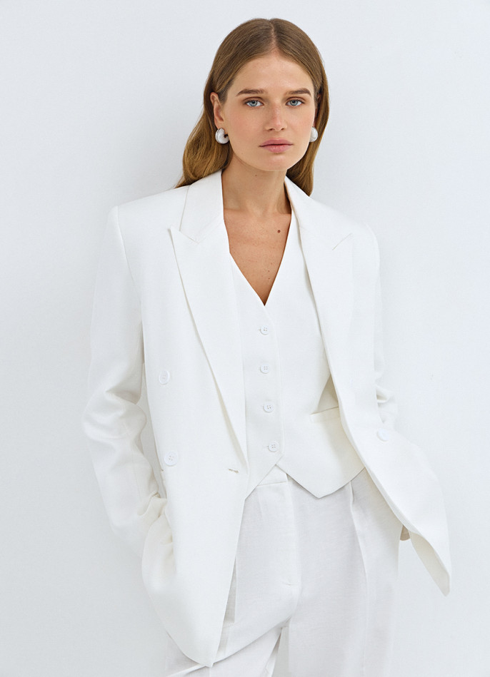 Двубортный льняной жакет