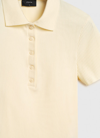 Поло в рубчик с коротким рукавом