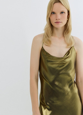 Платье из ткани с эффектом жидкого золота