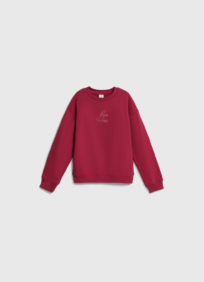 Свитшот с аппликацией и воланами для девочек