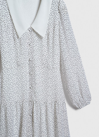 Платье мини из шифона в горошек