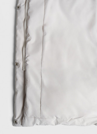 Длинный стёганый пуховик с капюшоном