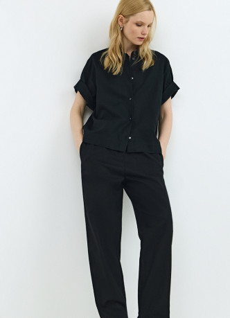 Брюки изо льна с эластичным поясом