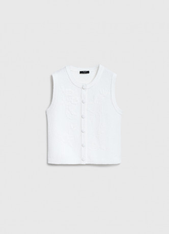 Трикотажный жилет с флоральной вышивкой