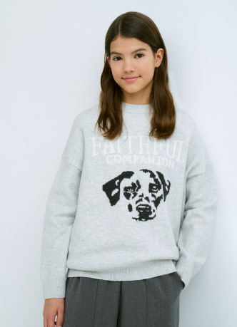 Вязаный джемпер с принтом для девочек