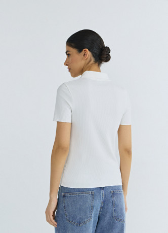 Поло в рубчик с коротким рукавом