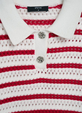 Поло из структурной ткани в полоску