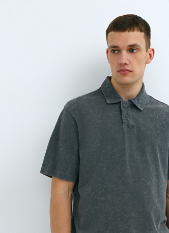 Поло из хлопка с эффектом стирки