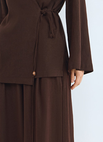 Рубашка изо льна с завязкой