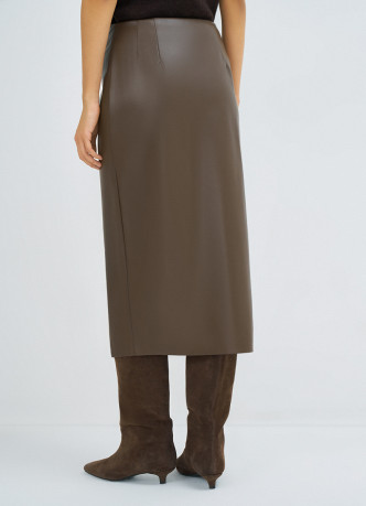 Юбка миди из искусственной кожи