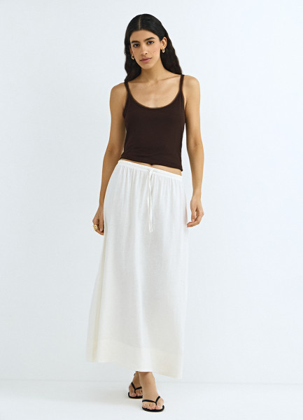 

Юбка изо льна с поясом на кулиске, Белый