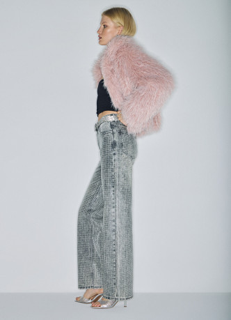 Блестящие прямые джинсы с пайетками