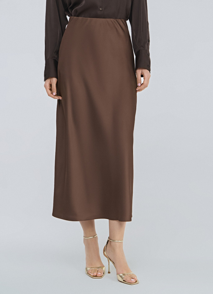 Атласная юбка миди А-силуэта
