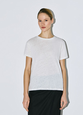 Футболка с круглым вырезом изо льна и хлопка