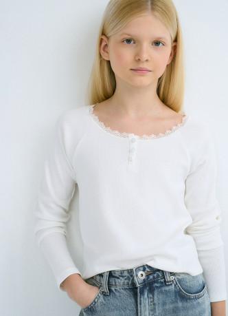 Лонгслив в рубчик для девочек