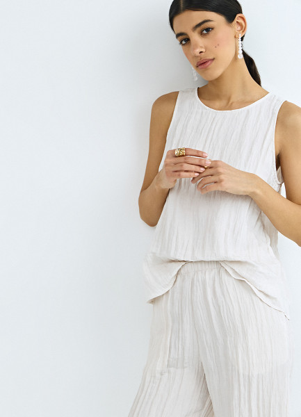 Топ из жатой ткани, Бежевый